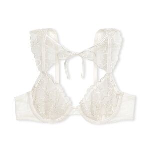 Victoria’s Secret Tease Bridal Cap-Sleeve hearts embroider lace Unlined Demi Bra